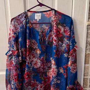 Gorgeous Misa Blue Floral Blouse Size M